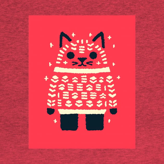 Cute Cat In Christmas Sweater by DustedDesigns